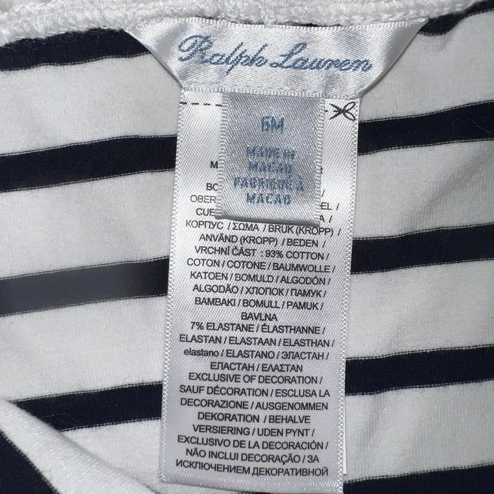Polo Ralph Lauren Baby Leggings Toddler Sz‎ 6M White Blue Striped Pony Pull On